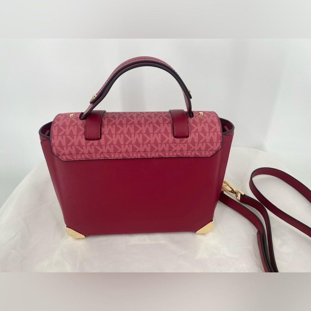 Michael Kors Pink Monogram Satchel Crossbody with Gold Hardware - Picture 3 of 15